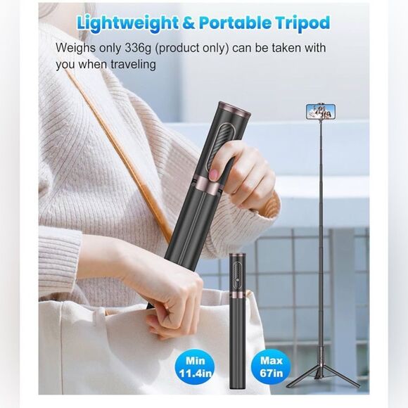 Black Tripod & Selfie Stick with Wireless Remote - Picture 5 of 5